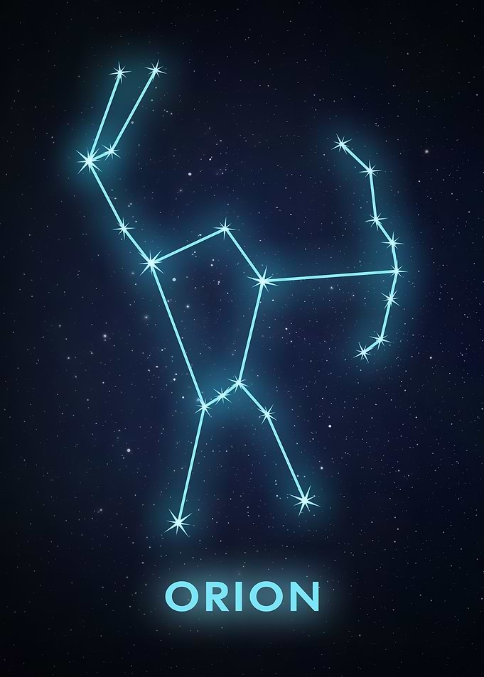 Orion Constellation on Starry Night Sky