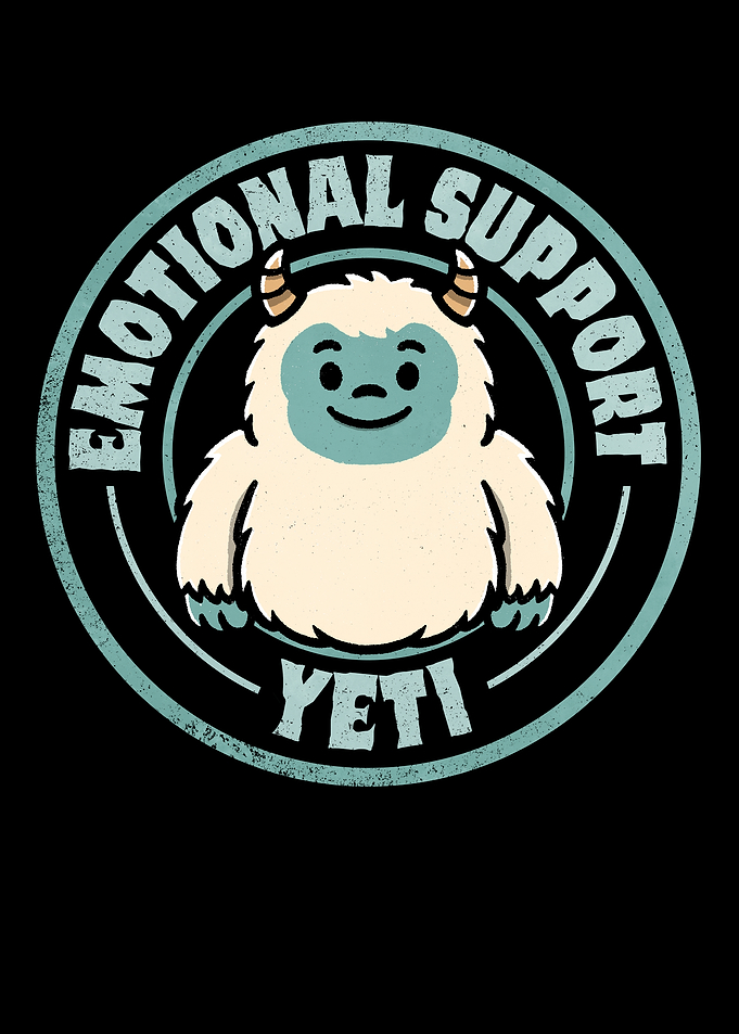Emotional Support Yeti Cartoon Illustration