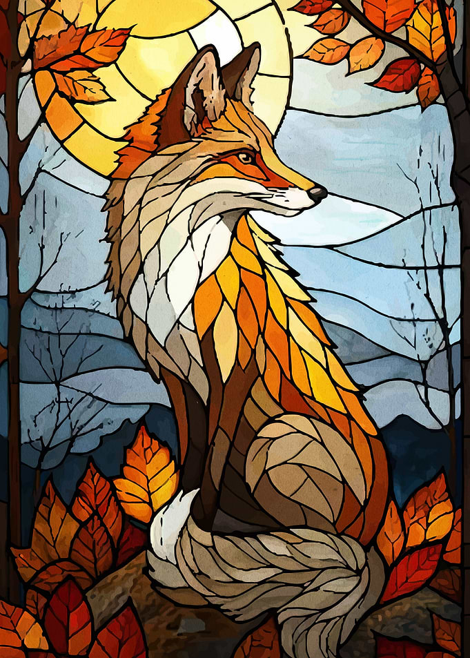 Fox Stained Glass Autumn