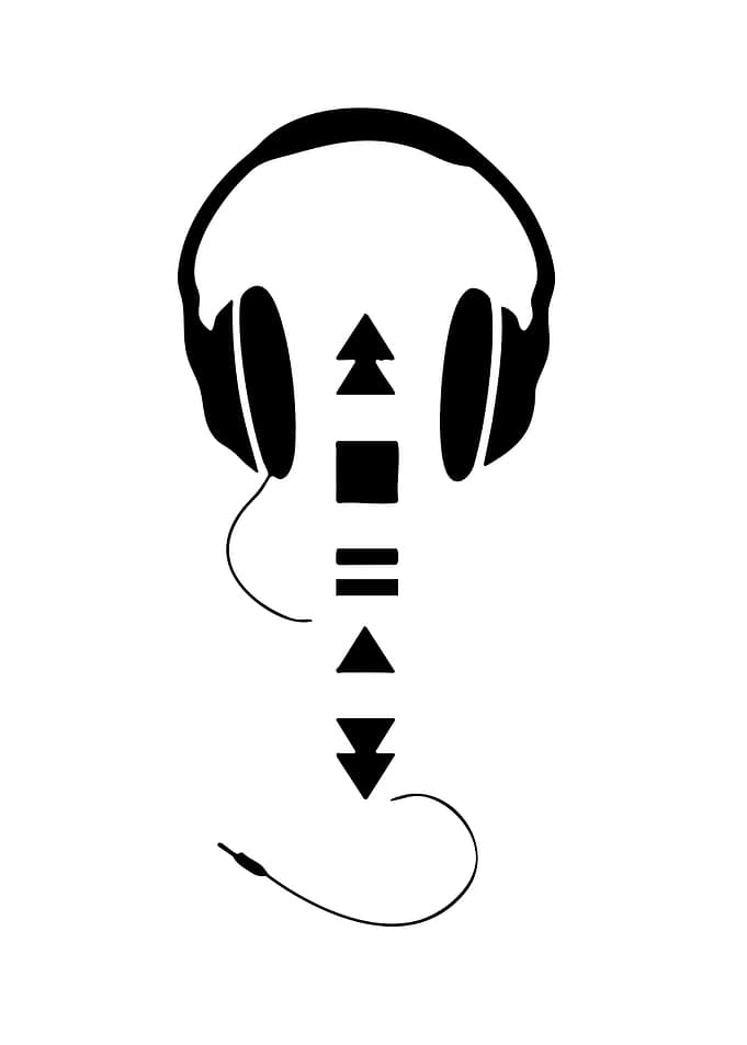Headphones and Music Controls Silhouette