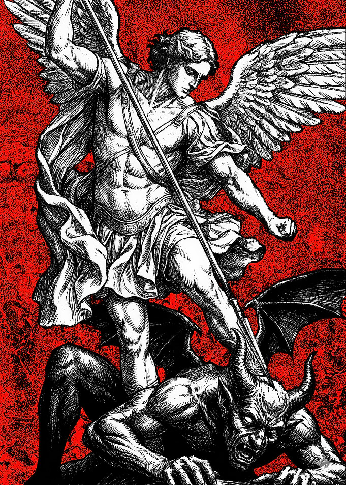 Angel and Demon Battle Illustration