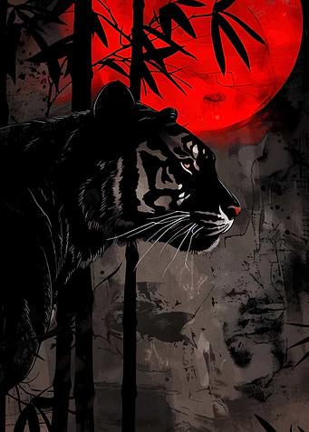 Tiger in the Bamboo Forest