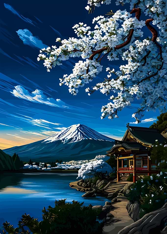 Mount Fuji and Cherry Blossoms