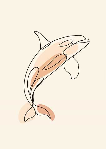 Minimalist Orca Line Art