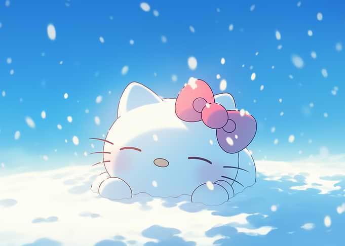 Hello Kitty in Winter Snow