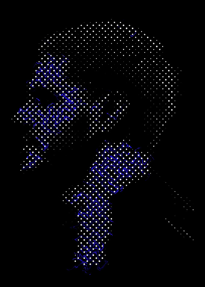 Abstract Dotted Portrait on Black Background
