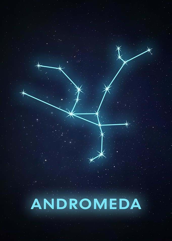 Andromeda Constellation on Starry Night
