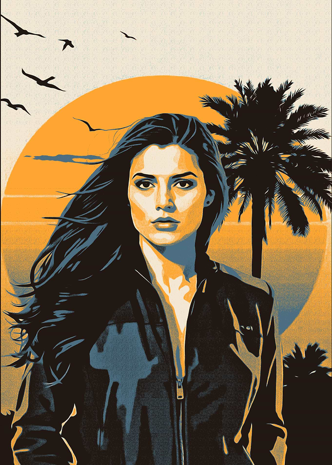 Woman Portrait with Palm Tree Backdrop