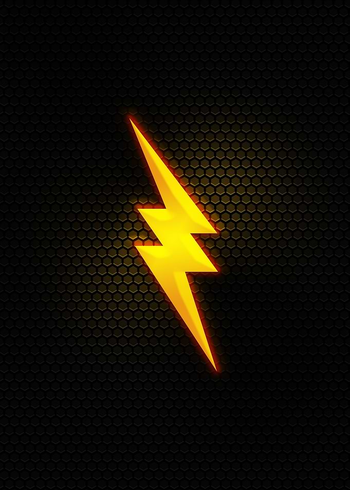 Yellow Lightning Bolt on Black Background
