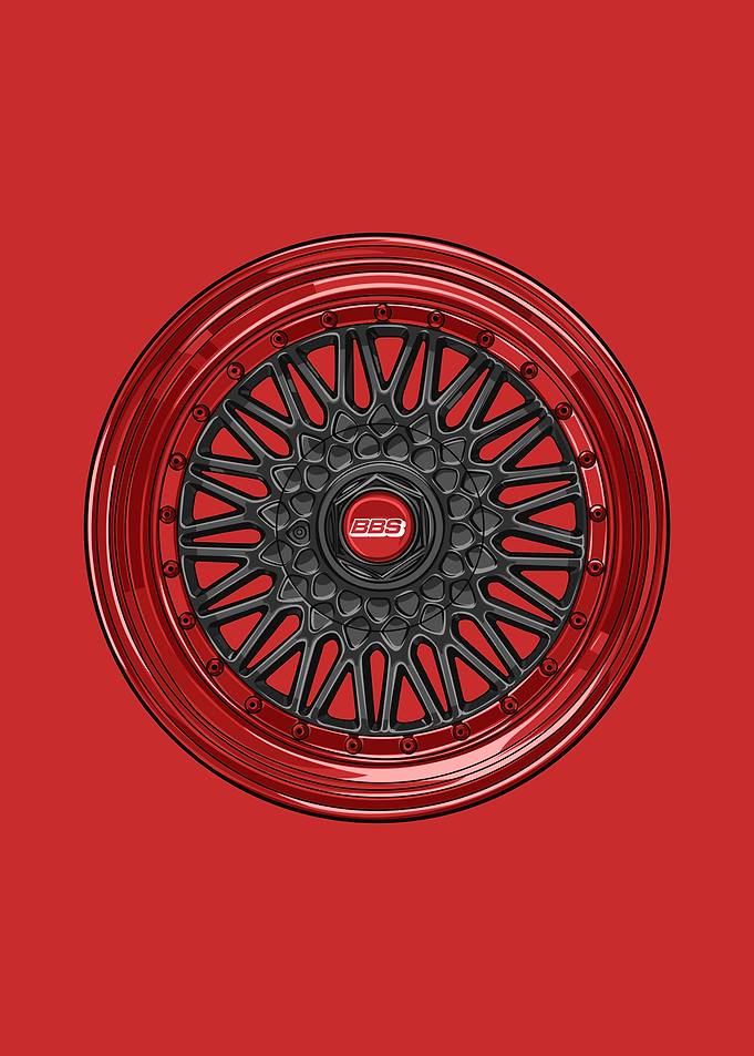 Red BBS Wheel Illustration