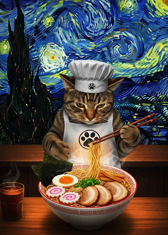 Cat Chef Ramen Starry Night