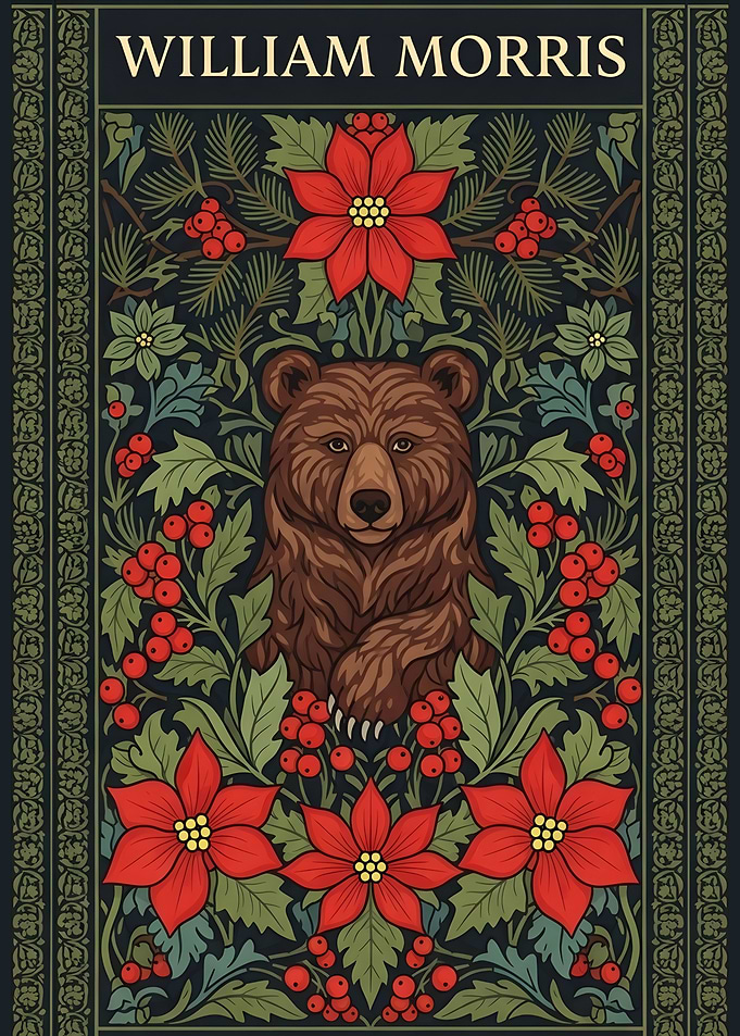 William Morris Bear Floral Pattern