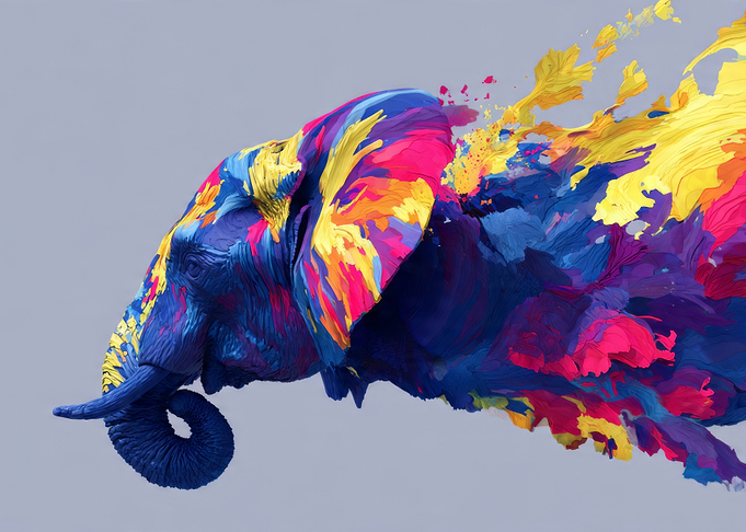 Colorful Elephant Head Abstract Art