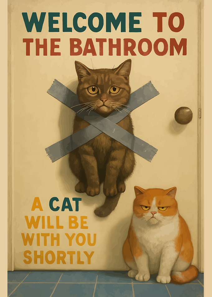 Welcome to the Bathroom Cat Poster