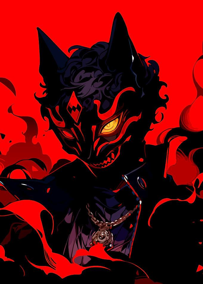 Red and Black Anime Character Portrait