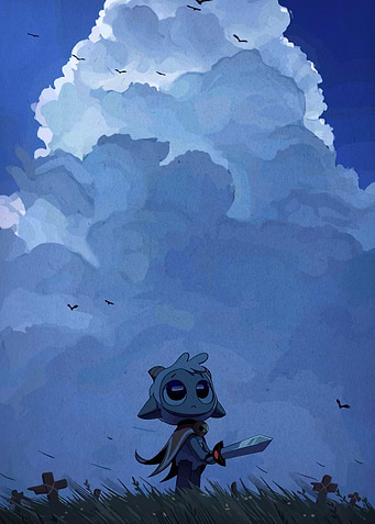 Lonely Warrior in a Blue Landscape