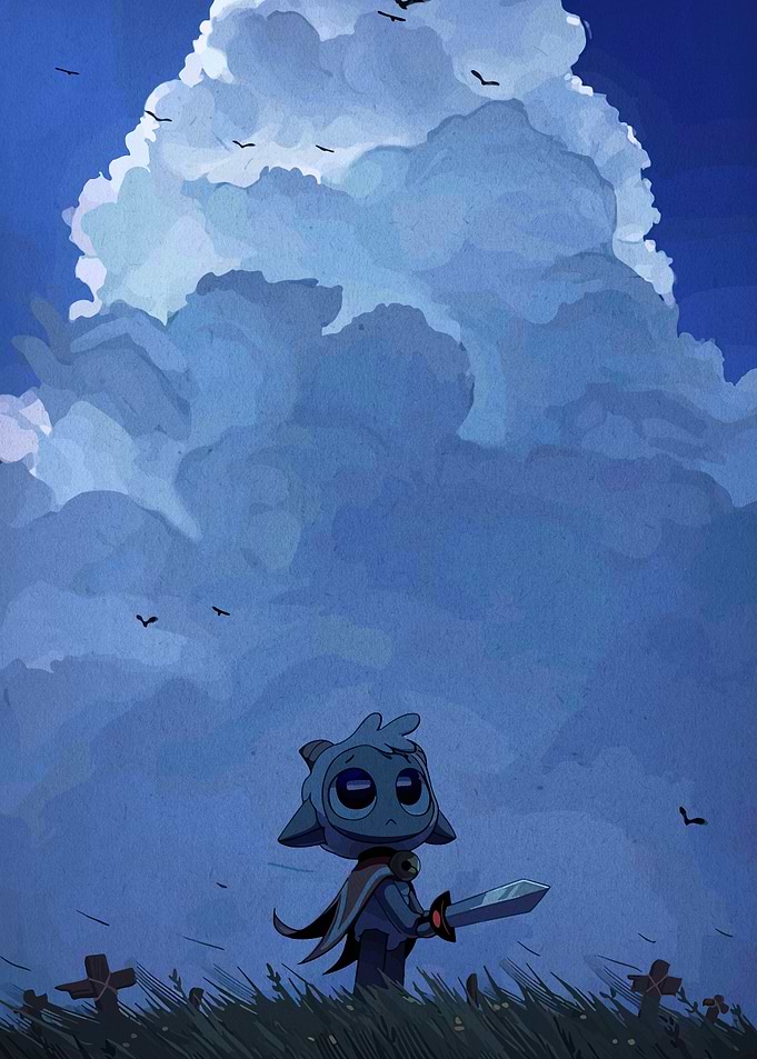 Lonely Warrior in a Blue Landscape