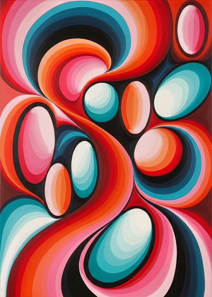Abstract Swirls and Ovals Painting