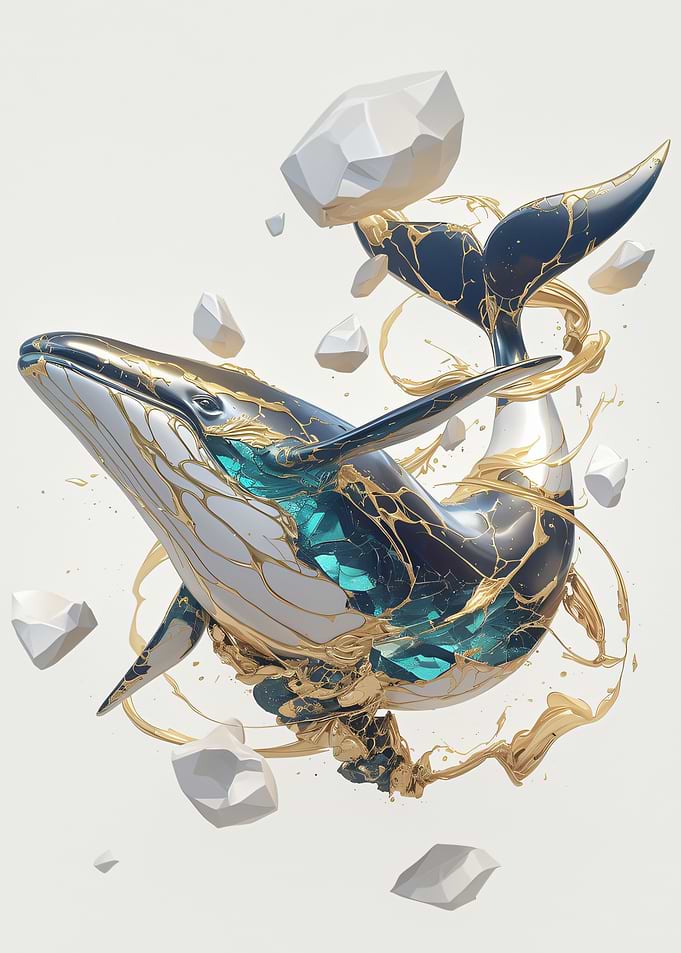 Abstract Whale with Geometric Shapes