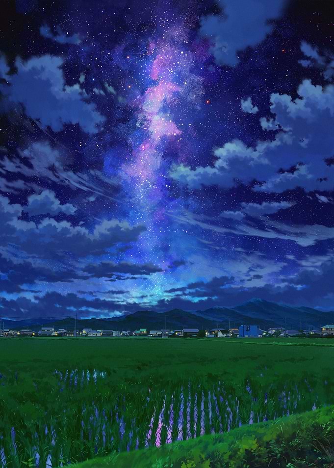 Starry Night Over Rural Landscape