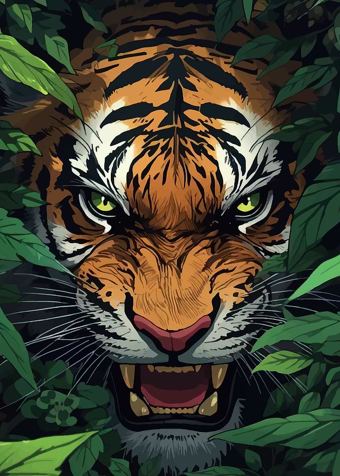 Tiger in Jungle Illustration