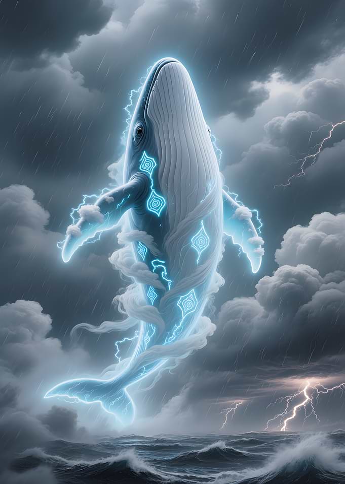 Electric Whale in Stormy Seas