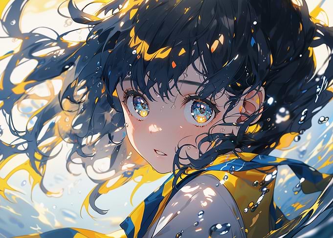 Anime Girl with Blue Hair