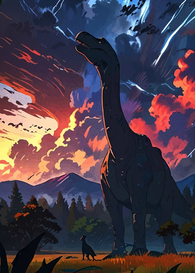 Dinosaur Landscape Sunset