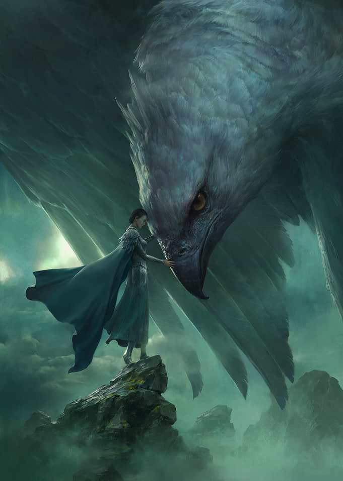 Woman and Giant Bird Fantasy Art