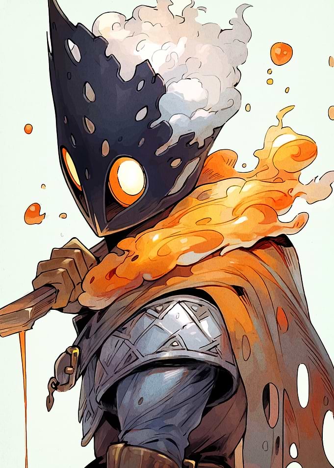Stylized Warrior with Glowing Eyes