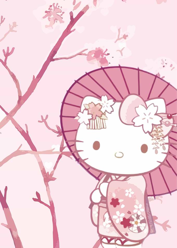 Hello Kitty in Kimono with Umbrella