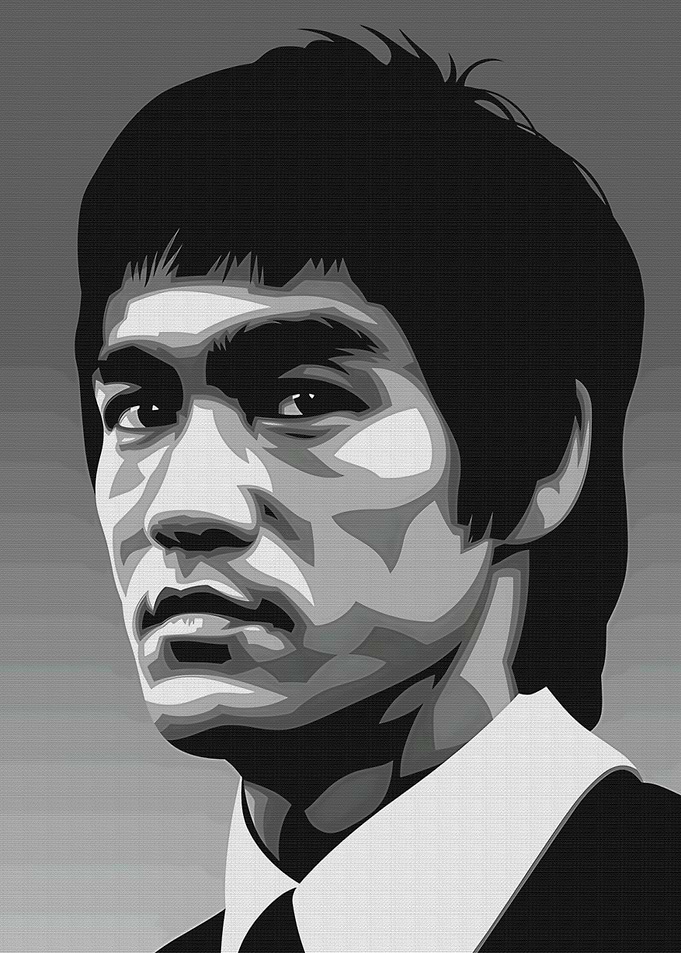 Bruce Lee Portrait - Black and White