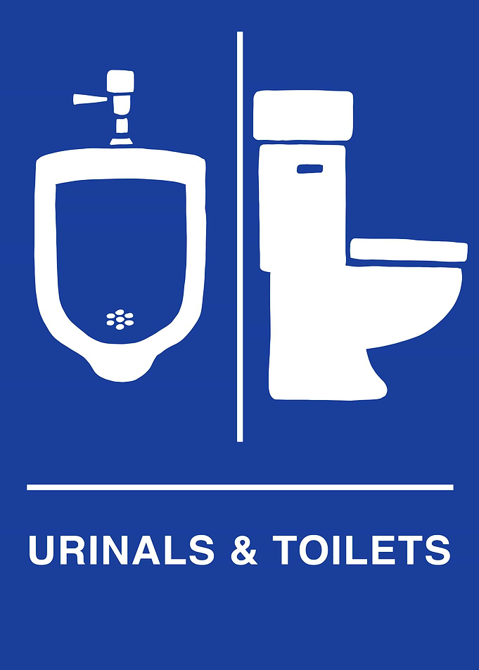 Urinals and Toilets Sign