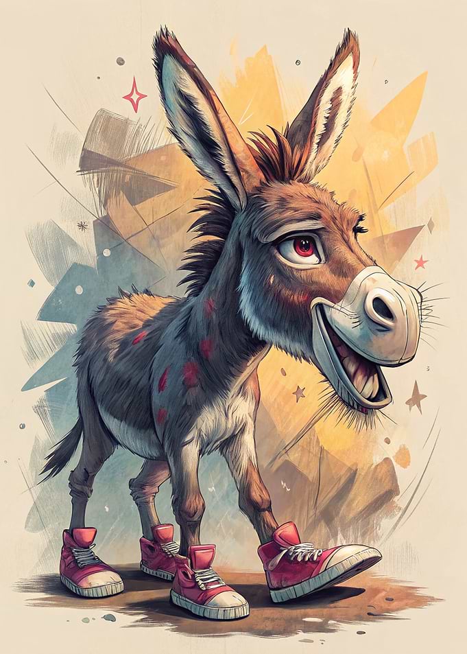 Cartoon Donkey with Sneakers