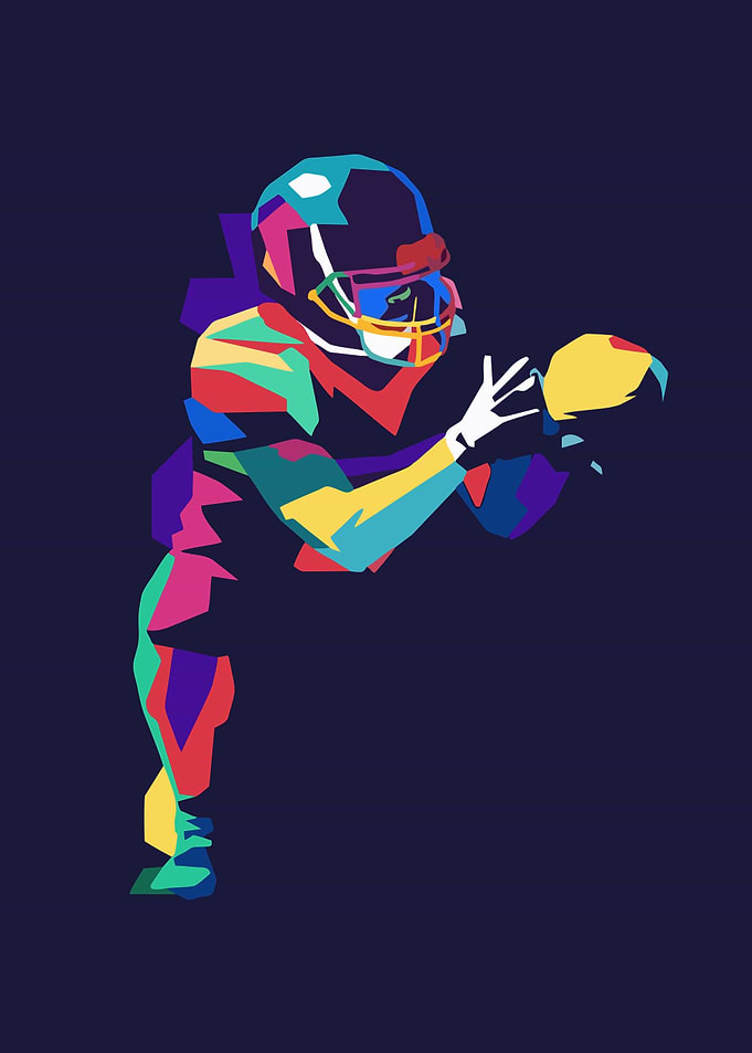 Colorful Football Player Catching Ball
