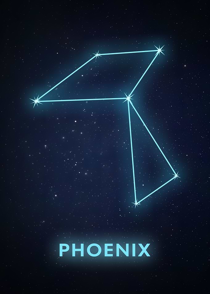Phoenix Constellation on Starry Night Sky