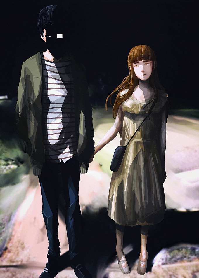 Couple Holding Hands in the Dark