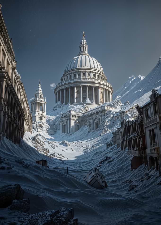 Snowy St. Paul's Cathedral Landscape