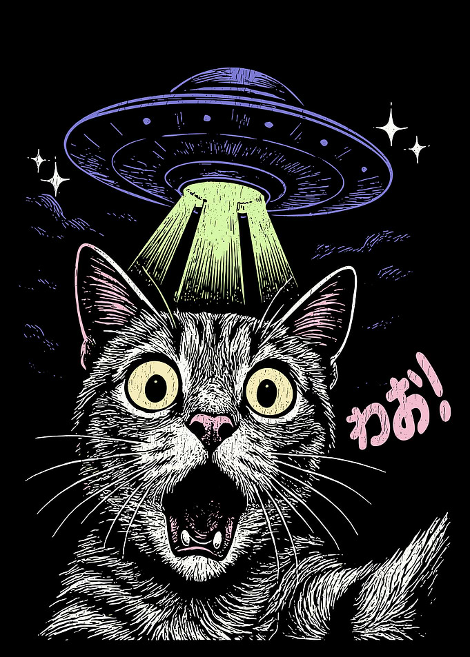 Surprised Cat Abduction by UFO