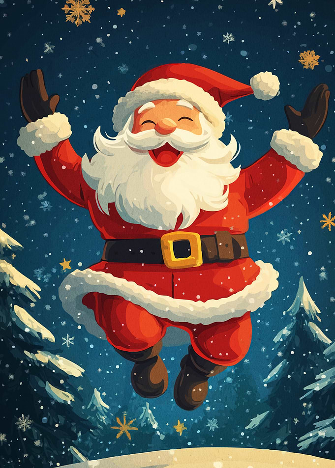 Happy Santa Claus Snowy Scene