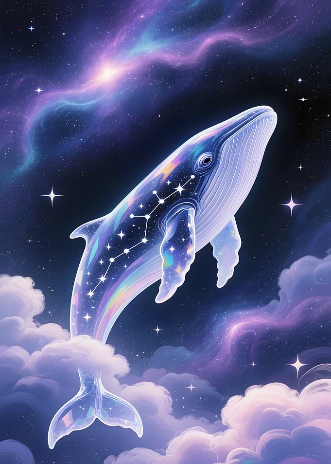 Celestial Whale in Starry Sky