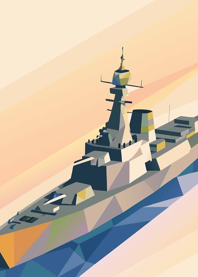 Abstract Military Warship Illustration