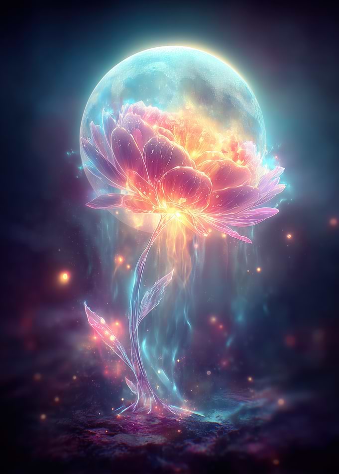 Glowing Flower Under the Moon