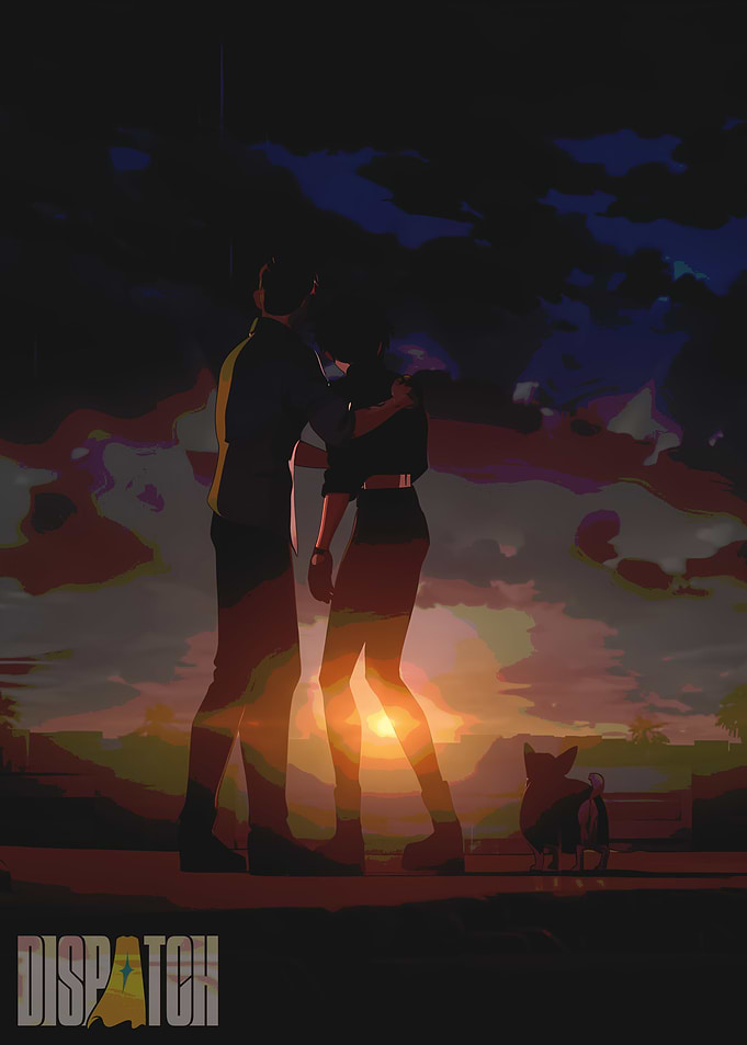 Sunset Embrace with Dog