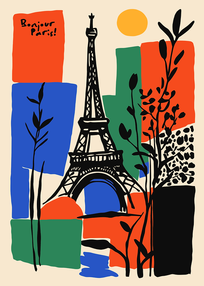 Bonjour Paris Eiffel Tower Art