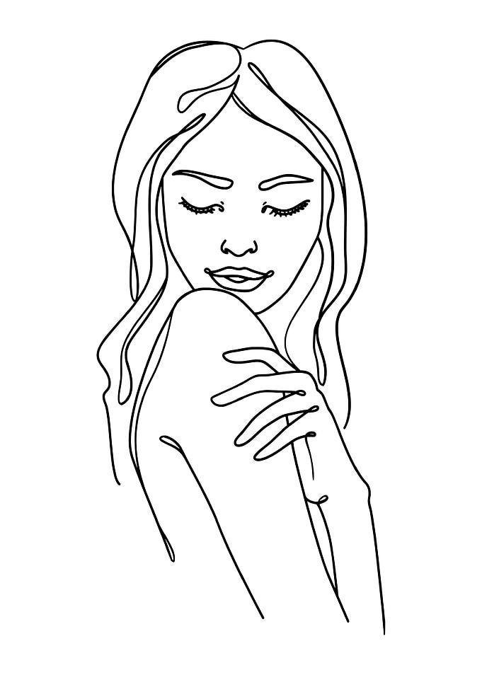 Minimalist Woman Line Art Portrait