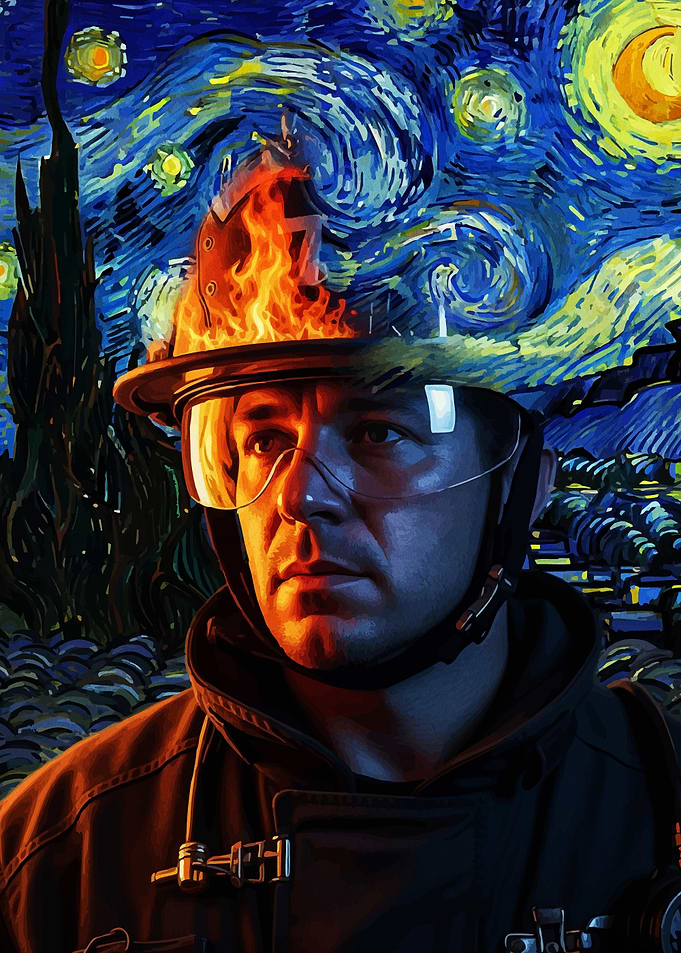 Firefighter Starry Night