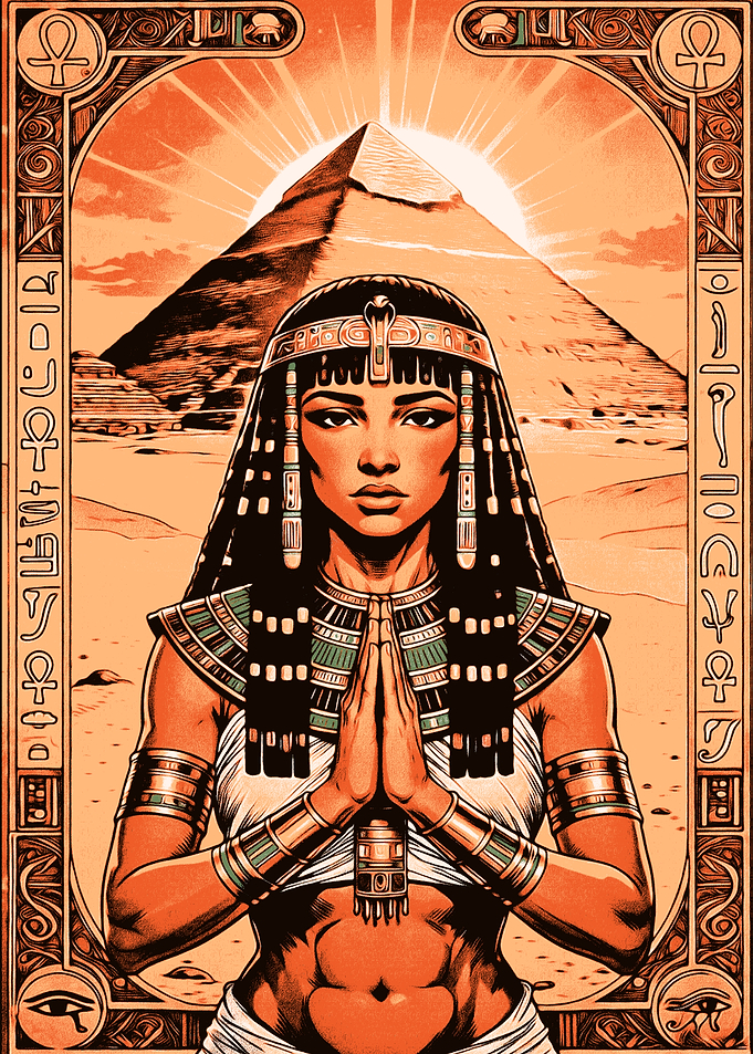 Egyptian Queen with Pyramid Backdrop