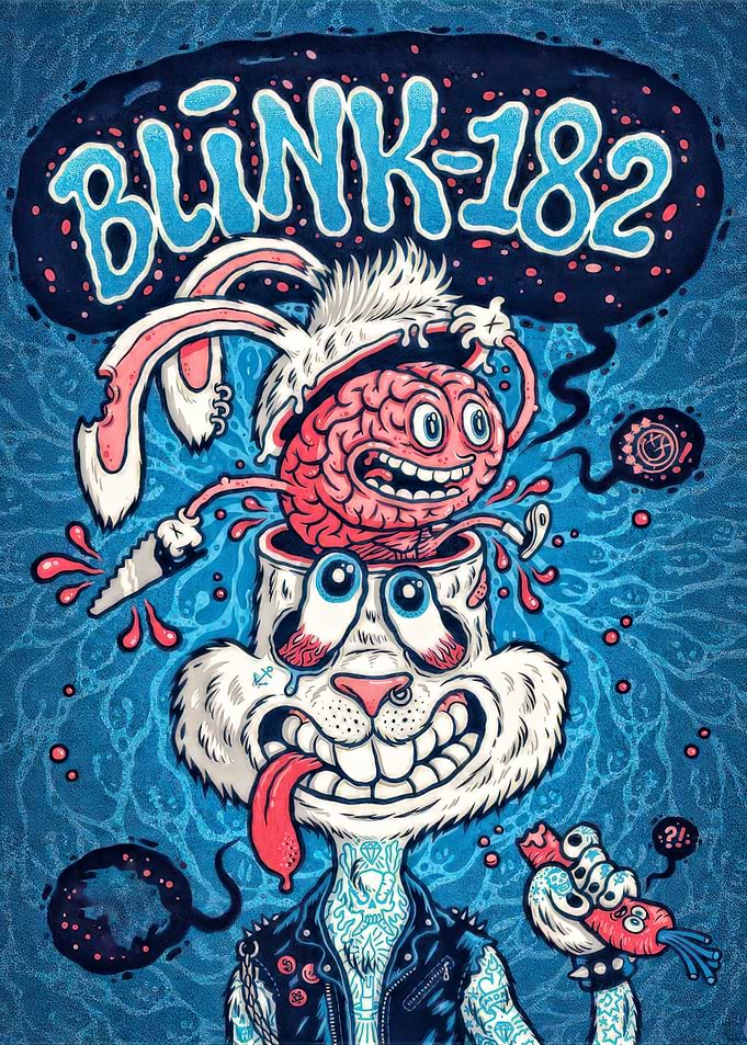 Blink-182 Cartoon Rabbit Brain Art