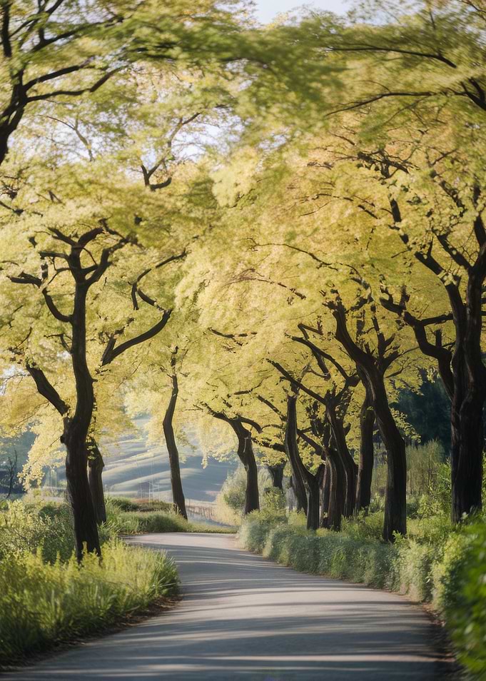 Tree-lined road in autumn